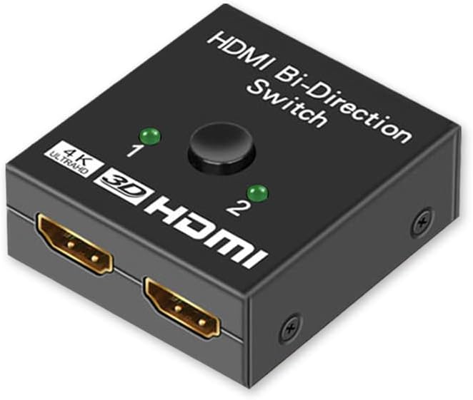HDMI превключвател, 4K, HDMI-Сплитер, 2 порта, Двупосочен Ръчен превключвател, 2 x 1/1 x 2 Взаимосвързани HDMI, поддържа HD 1080P,