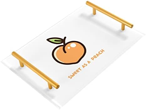 Акрилни Тава за Баня Dallonan Декоративен Поднос със Златни Дръжки за Кухненски Организатор Сладко Sweet Peach (7,87 * 11,81 инча)