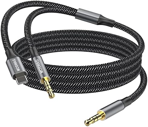 MOSWAG 3,5 мм Штекерный стерео Aux кабел 6,6 фута / 2 м, с вход USB C-3,5 мм Аудио Aux жак, Съвместим с Google Pixel 2 3 XL Moto