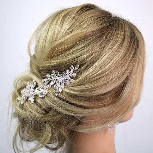 Unicra Сребърни Сватбени Щипки за коса на Булката, сватбена Украса за Коса С кристали, Цветни Аксесоари за Коса, Кристални Игли