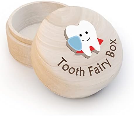 Скоростна феята на Зъбките Azbuk за момчета и момичета, дървена кутия с 3D дърворезба, За съхранение на загубени зъби, Подаръци