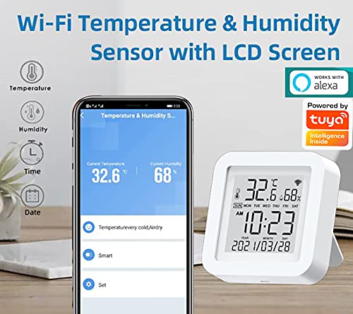 Умен WiFi Монитор температура и влажност на въздуха: Безжичен сензор за температура и влажност на HRISTO с обратна приложение, WiFi