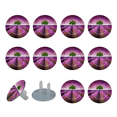 Капачки за контакти Lavender Field 12 Бр. - Защитни капачки за контакти, за деца – Здрави и устойчиви – Лесно да защитават вашите