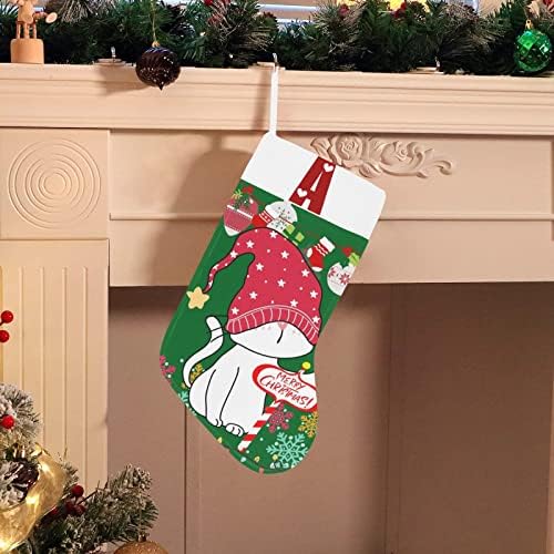 Коледни Чорапи с монограм Santa Котка с Буквата A и Сърце с Размер 18 Инча
