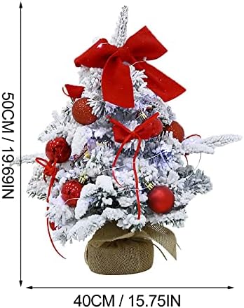 Настолен Мини-Коледна елха Изкуствена Коледна Елха Мини Коледно Дърво с Украса и Коледни светлини (B, Един размер)